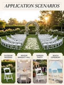 Chaises d'événement empilables en résine robustes, pliables, <span class=keywords><strong>pour</strong></span> location extérieure, événements, banquets commerciaux, salons et villas, vente en gros - Product Image 5