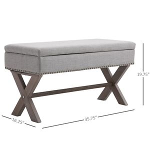 Panca contenitore rettangolare grigia imbottita per casa, ufficio, camera da letto o appartamento, ideale per ingresso o zona giorno - Product Image 3