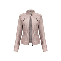 Harga Grosir Jaket Peplum Kulit Coklat Wanita Lengan Panjang Model Kancing Depan Mantel Fashion