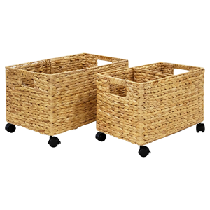 Natural Water Hyacinth Rolling <b>File</b> Cabinet, Natural <b>File</b> <b>Organizer</b> With Lid & Wheels, Home Office Storage From Vietnam - Product Image 1