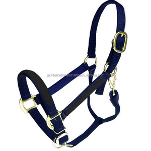 Halter de cheval en nylon coloré de finition de qualité supérieure de luxe fabriqué sur mesure avec nylon contrasté cousu sur muserolle et joue - Product Image 1
