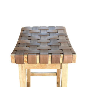 Chaise de salle à manger et tabourets en bois massif tressé à la main, design raffiné, style moderne et luxe léger, pour appartement, cuisine, salon, hôtel - Product Image 3
