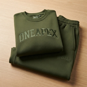 Ensemble de survêtement oversize vert olive pour femme – Sweat-shirt à col rond et pantalon de jogging large – Tenue décontractée, streetwear et sportswear deux pièces - Product Image 6