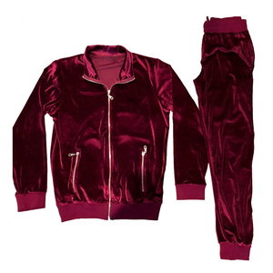 Ensemble de survêtement 2 pièces en velours uni pour femme, veste zippée et pantalon de jogging, fermeture éclair intégrale, tenue décontractée d'automne - Product Image 1