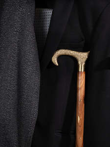 Designer brass and wooden <b>walking</b> cane with elegant look for stylish support and premium home decor - Product Image 3