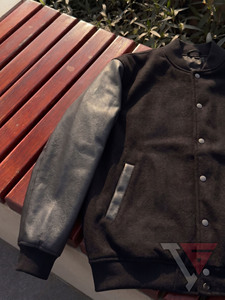 Custom High Quality Plus Size Varsity Bomber Jacket Winter Wool Sleeves Button Up Closure Polyester Fabric Print Pattern Custom - Product Image 3