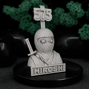สร้อยคอจี้นินจา Hiroshi 575 ประดับเพชรโมอิสซาไนต์ทรงบริลเลียนท์ เงินแท้ 925 สไตล์ฮิปฮอป ของขวัญสำหรับผู้ชาย งานฝังเพชรแบบไมโคร - Product Image 2