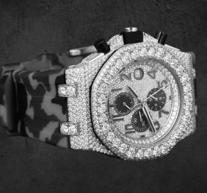 Shreeji Jewels White Gold Moissanite Diamond Watch <b>Red</b> Diamond Bezel Luxury Iced Stainless Steel <b>Bracelet</b> Alarm High Quality - Product Image 2