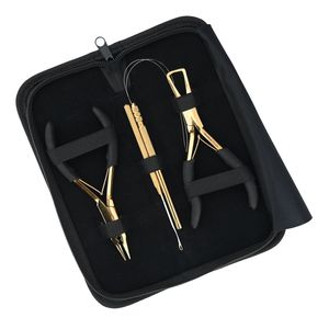 Kit d'outils pour extensions capillaires de salon : Pince à sertir à trois trous, Pince à retirer les micro-perles, Crochet à cheveux, Outil à boucles pour cheveux - Product Image 1