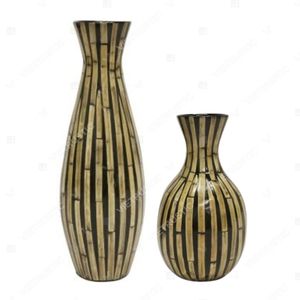 Jarrón floral al por mayor Vietrustic, jarrón de bambú hilado para decoración de mesa, jarrón para plantas con incrustaciones de bambú - Product Image 4
