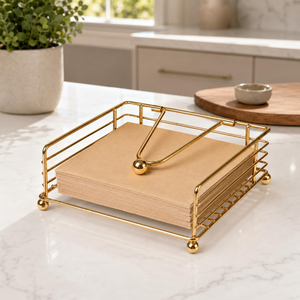 Square Metal Napkin Holder with <b>Weighted</b> Arm Modern Tabletop Tissue Paper <b>Stand</b> Kitchen Dining Table Organizer <b>for</b> Restaurant - Product Image 2