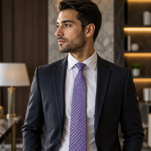 Corbata de Seda Clásica Morada para Hombre |   Corbata de Diseño Premium |   Corbata Elegante para Bodas, Fiestas y Eventos Formales, Accesorio de Moda de Lujo - Product Image 1