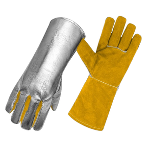 Gants en cuir de vachette pleine fleur aluminisé haute résistance à la chaleur, certification CE, épaisseur 11 oz, manchette de sécurité pour les travaux de lutte contre les incendies - Product Image 5
