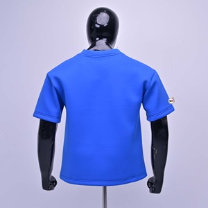 Camiseta de Manga Corta con Cuello Redondo Azul para Hombre, Corte Regular, Color Sólido, Transpirable, Tejido de Punto, Neopreno, Estilo Casual - Product Image 2