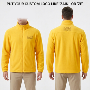 เสื้อแจ็คเก็ตผู้ชายผ้าฟลีซโพลีเอสเตอร์พรีเมียม 320 GSM สีเหลือง ซิปเต็มตัว ปักโลโก้ตามสั่ง อุ่นสบายสำหรับฤดูหนาว เหมาะสำหรับกิจกรรมกลางแจ้ง - Product Image 1