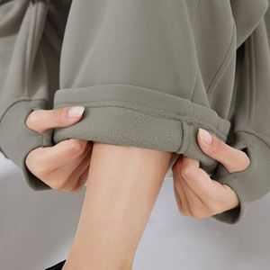 Pantalon de survêtement tricoté taille haute pour femme, coupe ample, couleur unie, avec cordon de serrage, style décontracté automne - Product Image 4