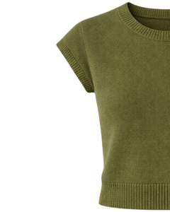 Suéter de Punto sin Mangas para Mujer, Color Verde Oliva, Personalizado, Suave y Ligero, Cuello Redondo, Informal, Chaleco de Verano, Elegante y Moderno - Product Image 4