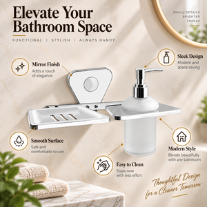 Support mural en acier inoxydable pour distributeur de savon liquide, ensemble d'accessoires de salle de bain double, antirouille, argenté, moderne, écologique - Product Image 5