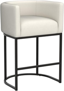 Tabourets <span class=keywords><strong>de</strong></span> <span class=keywords><strong>bar</strong></span> <span class=keywords><strong>de</strong></span> hauteur comptoir <span class=keywords><strong>de</strong></span> 27 pouces, design <span class=keywords><strong>moderne</strong></span> en forme <span class=keywords><strong>de</strong></span> tonneau, dossier avec accoudoirs, cadres en métal <span class=keywords><strong>noir</strong></span>, revêtement en tissu <span class=keywords><strong>de</strong></span> lin - Product Image 4