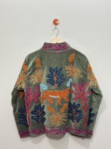 Women's Velvet Suzani Embroidered Eco-Friendly Breathable Full Sleeve Floral Pattern Hand <b>Stitched</b> Autumn Winter Casual High - Product Image 4
