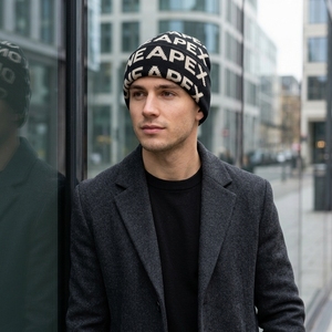 Bonnet unisexe noir et blanc avec lettres, casquette d'hiver streetwear, couvre-chef personnalisé, vente en gros, usine OEM, bonnet premium - Product Image 5