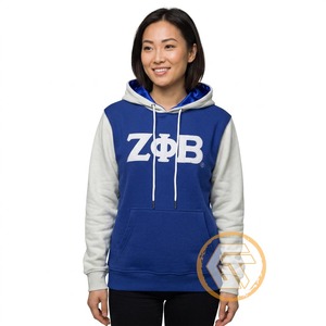 ออกแบบเสื้อฮู้ดดี้แบบมีฮู้ดสำหรับผู้หญิง Zeta Phi Beta ของคุณเองสำหรับฤดูหนาว เสื้อผ้าสั่งทำขายส่ง ระบายอากาศได้ดี ผลิตจากผ้าฝ้าย 100% - Product Image 2
