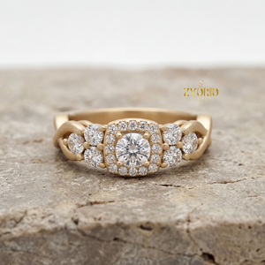 Anillo de Compromiso de Lujo con Diamante Cultivado en Laboratorio, Plata 925, Corte Cojín, Halo y Banda Infinita Trenzada para Mujer - Ideal para Fiestas y Bodas - Product Image 2