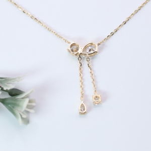 Collar con Colgante de Diamante Cultivado en Laboratorio con Lazo de Oro Amarillo, Corte Pera, Joyería Fina, Regalo para Mujer, TULSIYA JEWELS - Product Image 4