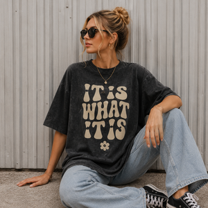 T-shirt décontracté pour femme, coupe oversize, col rond, épaules tombantes, manches mi-longues, en tissu tricoté respirant, imprimé par transfert thermique, 280g - Product Image 4