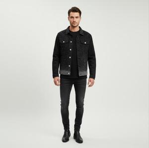 Sweat-shirt homme en coton 100% tricoté pour l'hiver, style streetwear, respirant, avec logo brodé personnalisé, patchs en strass et effet usé. - Product Image 2