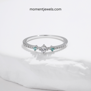 925 Silver Green Crystal <b>Ring</b> <b>Thin</b> Band CZ Gemstone Fine <b>Ring</b> for Women Party Gift - Product Image 3