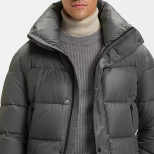 Luxury 2026 New Men Charcoal Grey Puffer Jacket Premium Thick Warm Winter <b>Bubble</b> <b>Coat</b> Hooded Streetwear Outerwear - Product Image 4