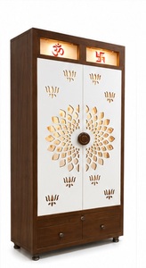 Modern Teak Wood <b>Mandir</b> Wooden Pooja Temple Cabinet with Backlit Om Contemporary Puja <b>Mandir</b> Unit for Living Room Australia Sale - Product Image 3