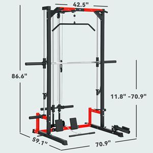 Smith Home Gym Power Rack con Barra de Dominadas, Sistema de Polea para Peso Muerto, Rack de Sentadillas, Barra para Pesas, Estación Multifunción - Product Image 2
