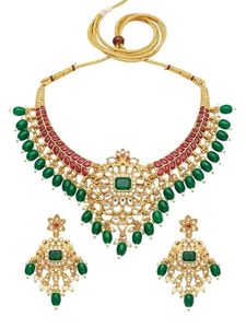 Ensemble collier, boucles d'oreilles et bague en acier inoxydable plaqué or, fleurs, imitation perle blanche, bijoux ethniques vintage pour femmes, pour mariage - Product Image 2