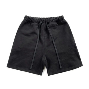 Men's Solid <b>Black</b> Polyester Worsted Breathable Elastic Waist Casual Knitted Sport Yoga Shorts OEM Service - Product Image 1