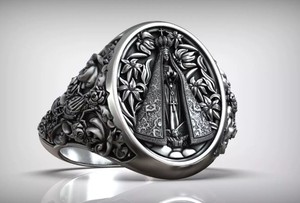Bague Masque Aztèque de Luxe en Argent Sterling 925, Visage de Guerrier Tribal Ancien, Large Bande, Bijou Tendance pour Hommes et Femmes - Product Image 4