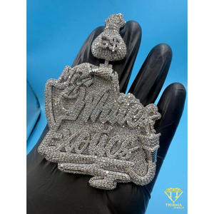 Pendentif personnalisé style rappeur en argent sterling 925 serti de diamants VVS cultivés en laboratoire, bijoux hip-hop - Product Image 2