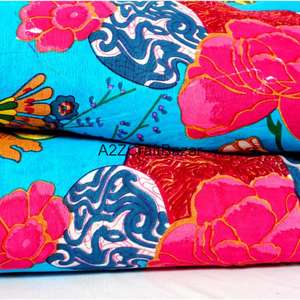 Tela de Algodón 100% Puro Hecha a Mano al por Mayor, Estampado a Bloque, Ecológica y Ligera, para Prendas de Niñas, Vestidos y Pijamas - Product Image 1