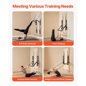 Macchina Pilates Reformer da Parete in Legno d'Acero con Molle di Resistenza per Attrezzature per Esercizi con Springboard e Fitness Yoga - Product Image 6