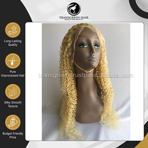 Experts en vente de perruques et extensions de cheveux humains vierges de qualité supérieure, blonds indiens bouclés profonds, de 26 pouces, avec frontal - à bas prix - Product Image 2