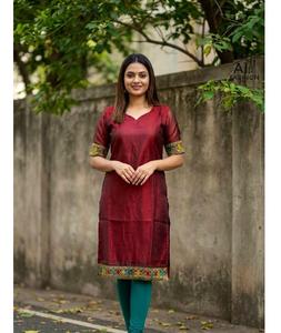 Trending Fendy Satin <b>Kurti</b> with Jecquard Lace border for Office and Daily Use for Women Casual Wear Satin <b>Kurti</b> for Daily Wear - Product Image 1