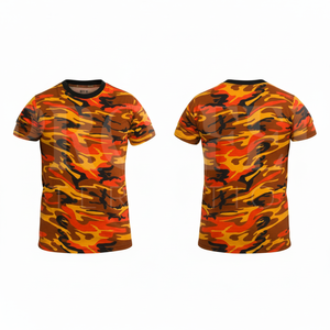 เสื้อยืดแขนสั้นลายพรางแบบกำหนดเอง ผ้าฝ้าย 80% โพลีเอสเตอร์ 20% คอกลมลำลอง สวมใส่กลางแจ้ง เสื้อผ้าฤดูร้อน - Product Image 6