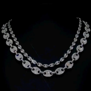Luxury Moissanite Double Layer Oval Link Necklace 925 Silver <b>Iced</b> <b>Out</b> <b>Chain</b> Statement Jewelry Hip Hop Gift For Men Women Style - Product Image 6