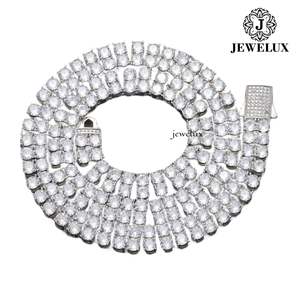 Premium Iced Out <b>Statement</b> <b>Necklace</b> Moissanite Round Brilliant Cut 925 Silver Rhodium Plated Luxury Party Jewelry Unisex - Product Image 1