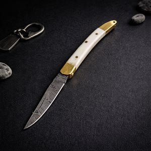 Navaja Plegable Artesanal con Llavero, Mini Navaja de Bolsillo con Apertura Deslizante, Hoja de Acero de Damasco de Borde Recto de 5 Pulgadas, Ideal para Regalo, Venta al por Mayor - Product Image 4