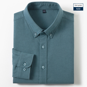 Camisa de Vestir Formal para Hombre, Manga Larga, Cuello con Botón, Corte Slim Fit, Algodón Transpirable, Tela Satinada, Cómoda para Oficina - Product Image 1