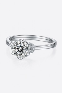 Anillo de compromiso de plata 925 para mujer con diamante cultivado en laboratorio, corte brillante redondo, estilo clásico, engaste de puntas - Product Image 3