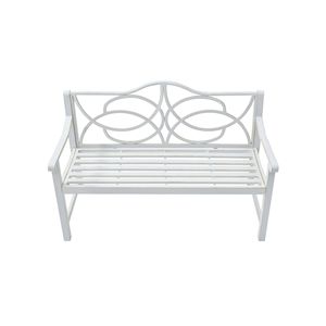 Panca da Esterno per Giardino e Patio con Schienale e Braccioli, Struttura in Ferro e Acciaio, Seduta a Doghe per Parco, Cortile, Portico - Panche da Esterno - Product Image 3