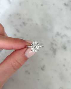 Custom 14K 18K Solid Gold Oval Lab Grown Diamond Engagement <b>Ring</b> Solitaire Hidden Halo Minimalist <b>Dainty</b> Proposal <b>Ring</b> For Women - Product Image 3